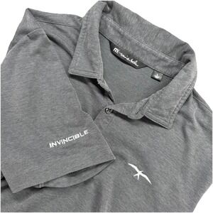 TRAVIS MATHEW Mens Polo Shirt Large‎ Gray Invincible Logo Golf Performance
